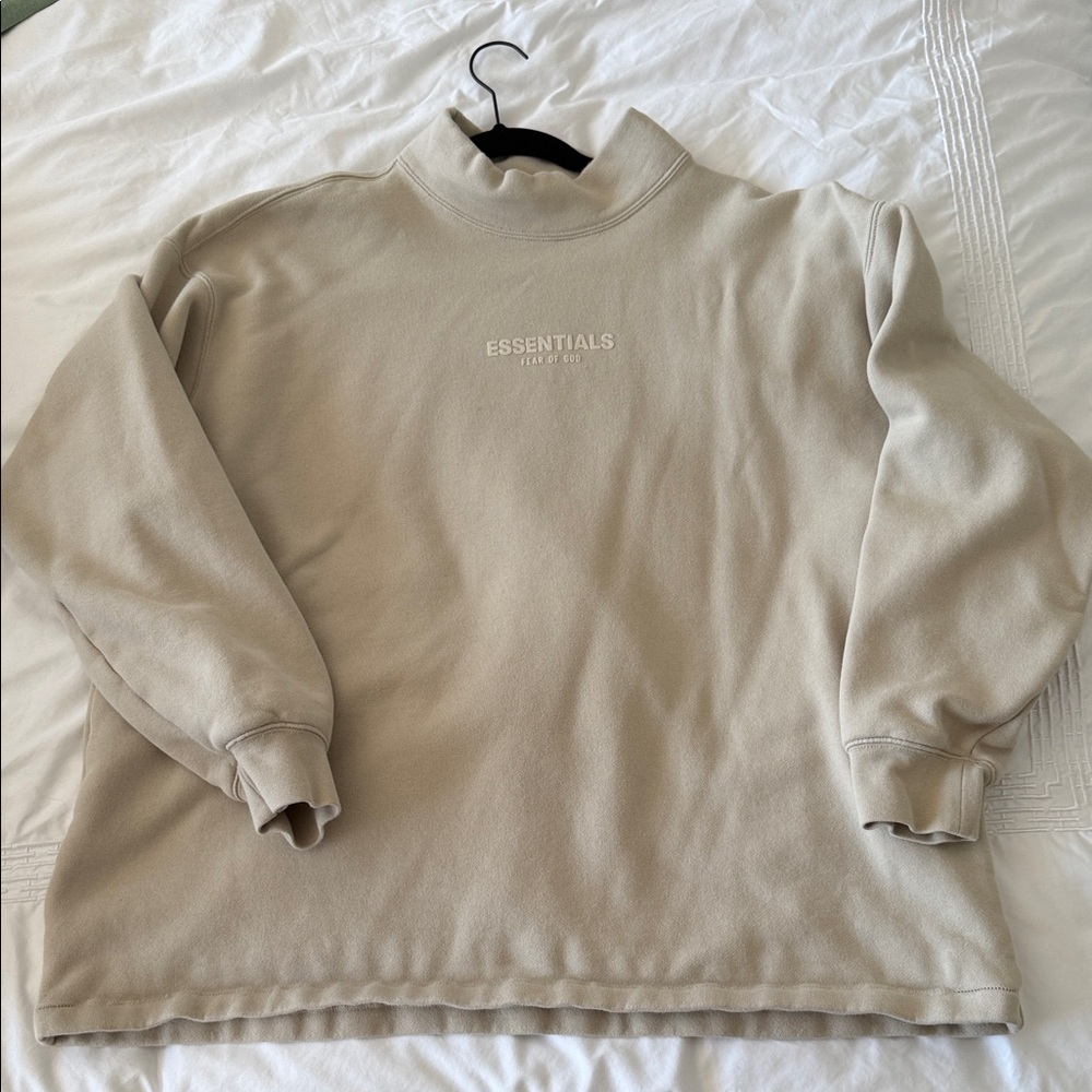 Essentials Cream Turtleneck Sweater for Men